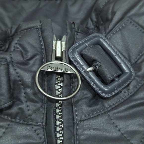 Barbour Metallic Ribbed Biked Moto Motorcycle Jacket Womens Sz 8 US Dark Grey - Picture 11 of 16